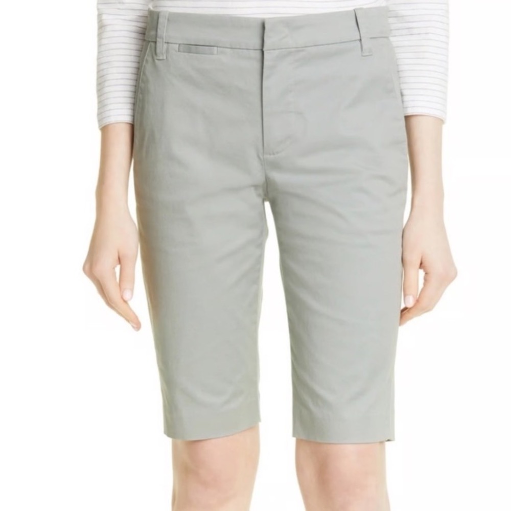 Vince Women Bermuda Shorts Coin Pocket Seastone Gray Casual Chino Summer Size 2